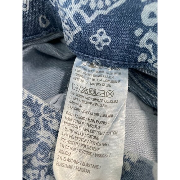 Denim and Co Printed Easy Stretch Regular Straight Jeans Womens 18 Blue Boho NEW - Picture 5 of 8